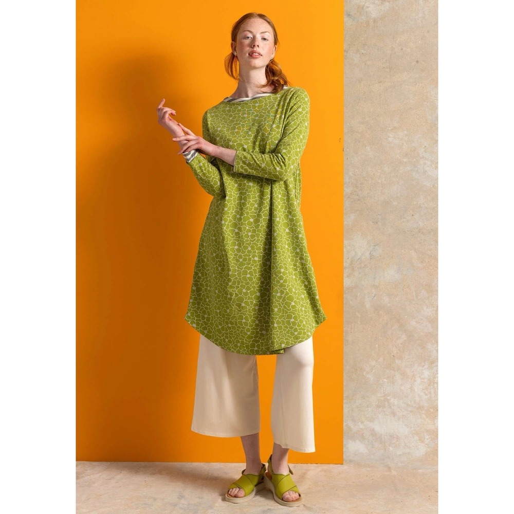 Gudrun Sjoden Theia Jersey Dress In Organic Cotton/spandex Kiwi Pattern